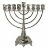 Hanukkah Menorah Lamp Nickel Plated Hanukkiah Inlaid Stones