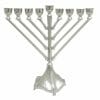 Hanukkah Menorah Lamp Nickel Plated Hanukkiah Geometric Design